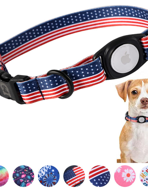 Load image into Gallery viewer, MR.CHUBBYFACE Airtag Dog Collar Summer 4th of July Dog Collar with Apple Airtag Holder for Small Medium Large Boy Girl Dogs
