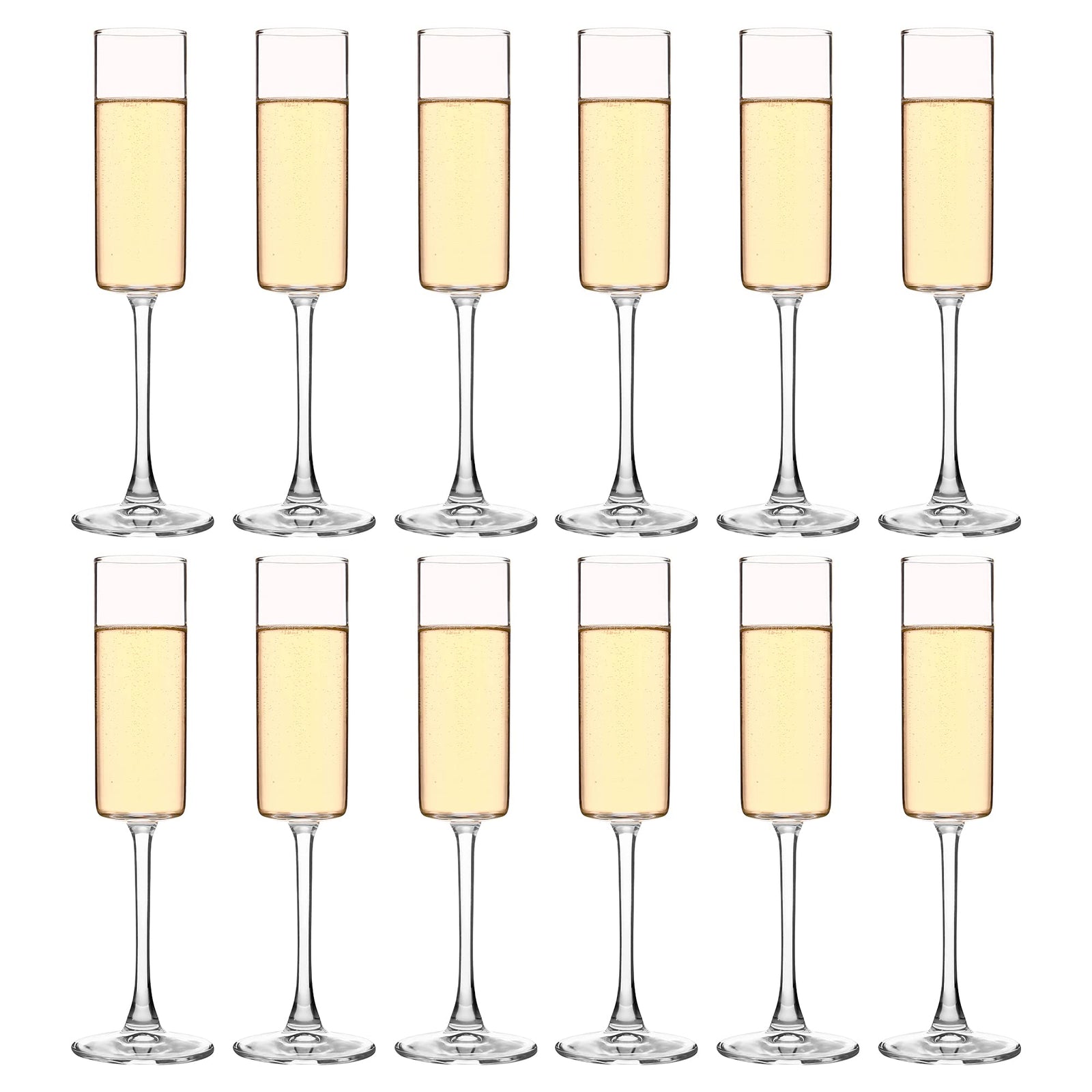 YANGNAY Cylinder Champagne Flutes Champagne Flute Glass Set of 12 Clear Champagne glasses for Party Home Restaurant Use 6 oz Capacity