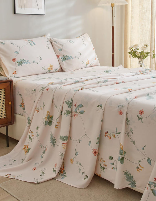 Cargar imagen en el visor de la galería, Floral Bedding King Size Bed Sheet Set - Luxury Cooling Sheet Pink Floral Bed Sheet Set - Deep Pocket up to 16"Breathable Soft Bed Sheets KingAll Season Sheets for King Bed
