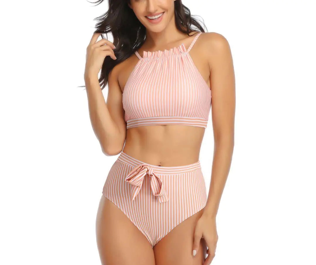 New European and American Striped Bikini Swimwear