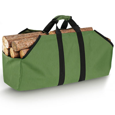 FEED GARDEN Sac de Transport pour Bûches avec Poignées, Sac de Rangement en Toile Oxford pour Bois de Chauffage, Accessoire pour Cheminée Intérieure, Poêle à Bois et Camping en Plein Air, Vert