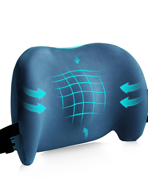 Load image into Gallery viewer, Lumbar Support Pillow for Office Chair Car Lumbar Pillow Lower Back Pain Relief Memory Foam Back Cushion with Adjustable Straps Ergonomic Chair Back Pillow for Gaming Chair Car Bed (BLUE)
