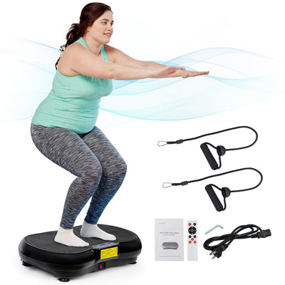 Full Body Vibration Platform Massage Machine Workout Trainer with Bluetooth Music Connection (Black)
