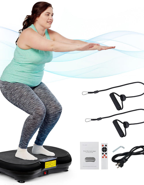 Cargar imagen en el visor de la galería, Máquina de masaje vibratoria de cuerpo completo, entrenador con conexión de música Bluetooth (Negro)
