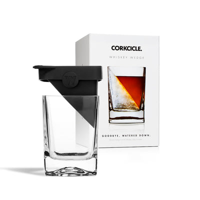 Corkcicle Premium Whiskey Wedge Old Fashioned Glass with Silicone Mold 9 oz – Perfect for Chilling Whiskey Tequila Mocktails and More – Ice Wedge Melts Slowly to Retain Drinks Full Flavor