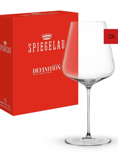 Cargar imagen en el visor de la galería, Spiegelau Definition Bordeaux Glass European Made Long Stem Red Wine Glasses for Wedding Anniversary Birthday Party Dinner Glassware Home Bar Cart Accessories 26 oz Set of 2
