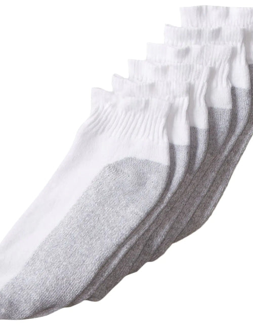 Load image into Gallery viewer, Fruit of the Loom Mens 6 Pack Cushion Ankle Crew Socks White Shoe Size: 6-12
