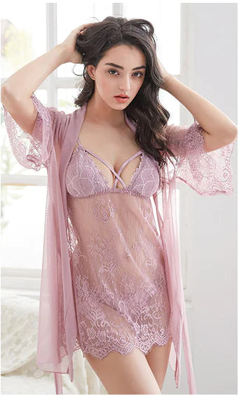 Lace Sheer Lingerie Sleepwear Set