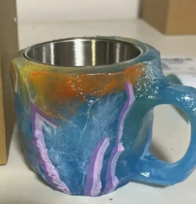 Tasses à café en résine 400 ml avec poignées en forme de cristal minéral, élégantes tasses imitation cristal minéral pour la maison, le bureau, cadeau de Noël, gadgets de cuisine