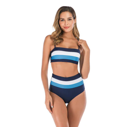 Color Block Strappy Bikini - Trendy Swimwear Design