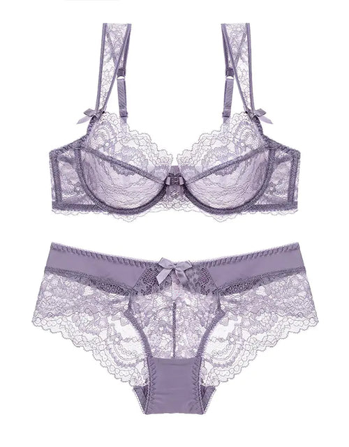 Charger l'image dans la visionneuse de galerie, Ensemble de Lingerie Femme Sexy Transparent Bordure Dentelle

