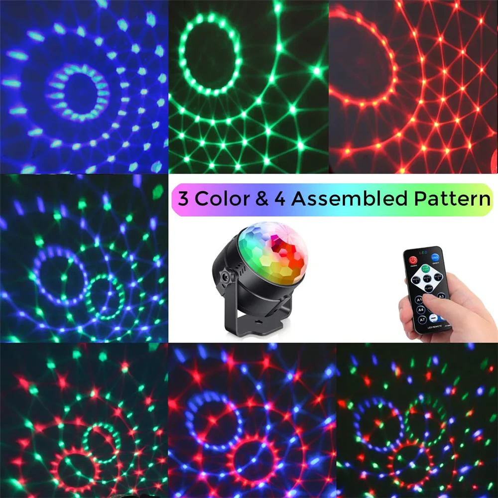 Luces de discoteca, estroboscópicas, LED, bola de DJ, bombilla activada por sonido, lámpara de decoración para baile