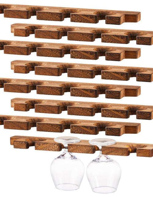 Load image into Gallery viewer, Ripeng Wall Mounted Wood Stemware Rack Champagne Holder Rustic Wine Glass Holder Hanging Shelf Wood Floating Glassware Wall Holder for party Kitchen Bar Organizer(8 Pcs17 x 3 x 0.8 Inch)
