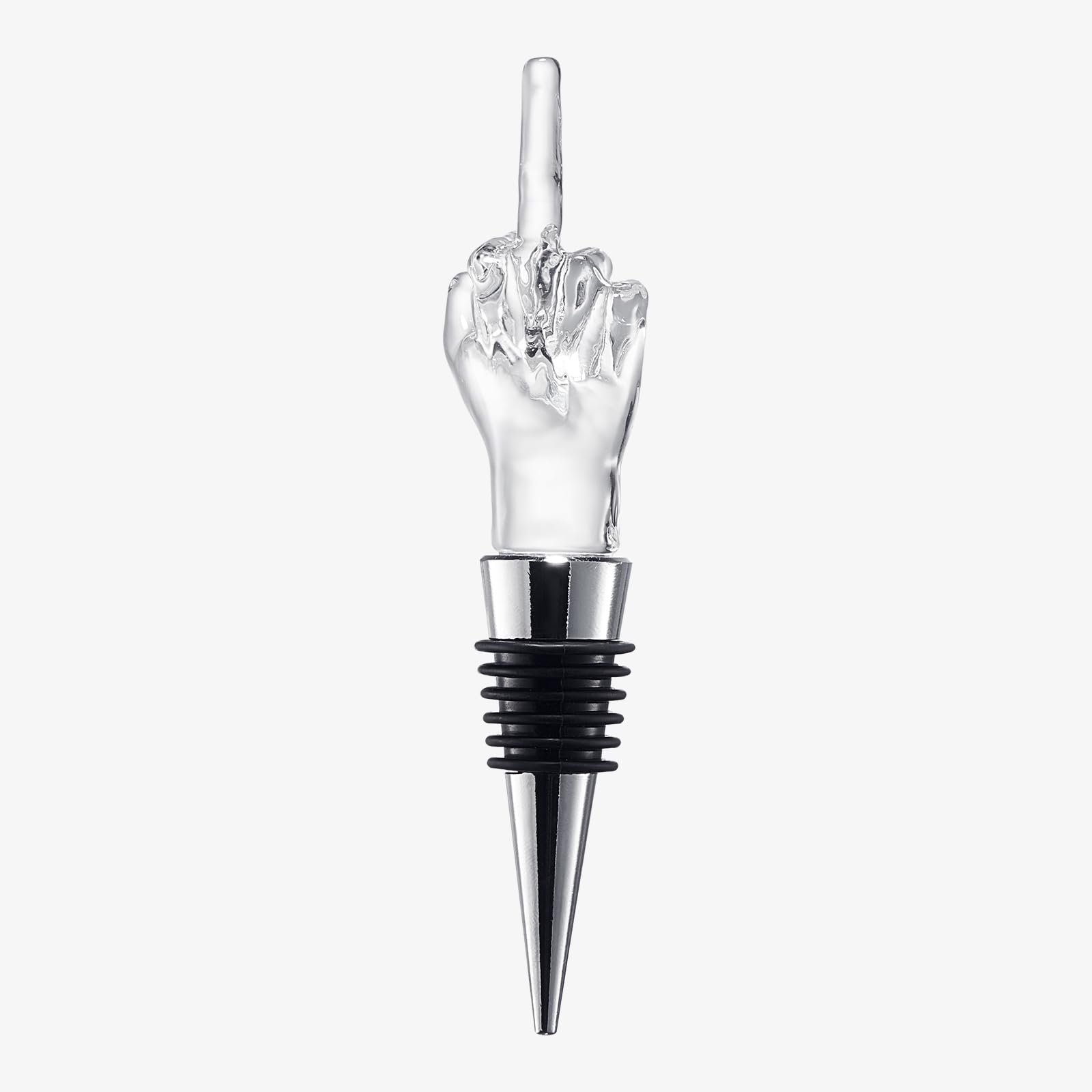 Unique Wine Bottle Stopper - Funny Wine Cork Beverage Bottle Sealer Middle Finger Shaped Gag Gift For Wine Connoisseur & Lover Reusable Glass Sealing Plug Silicone Bottle Cap For Him Her