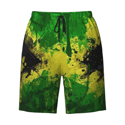 JUHIOPOI Mens Jamaica Swim Trunks Jamaican Flag Trunk Beach Shorts Cool Quick Dry Board Shorts Summer Party Shorts with Pockets Mesh Lining (Watercolour Medium)