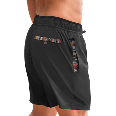 UK loees Mens Casual Shorts 7 Inch Elastic Waist Drawstring Summer Beach Shorts Quick Dry Sports Athletic Golf Shorts with Pockets Black