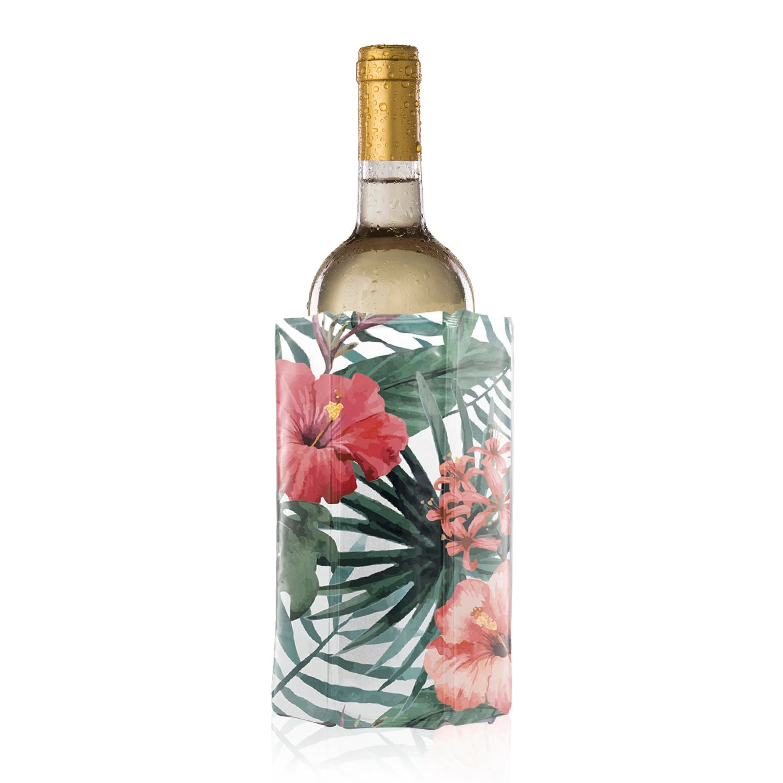 Vacu Vin Active Cooler Wine Chiller - Reusable Flexible Wine Bottle Cooler - Floral Print - Wine Cooler Sleeve For Standard Size Bottles - Insulated Wine Bottle Chiller to Keep Wine Cold