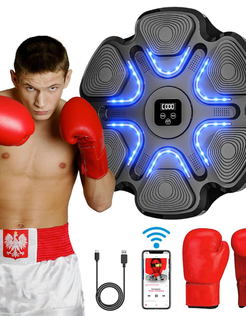 Load image into Gallery viewer, LMNIOYI Music Boxing Machine with Boxing Gloves 2024 New Boxing Machine Wall Mounted for Adults and Kid Smart Bluetooth Boxing Equipment for Home Indoor Workout and Gym
