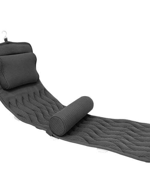Cargar imagen en el visor de la galería, Almohada de baño de cuerpo completo con almohada de apoyo lumbar ajustable, cojín de bañera con 14 ventosas de malla de aire 3D, apto para cualquier bañera, accesorios de baño grises
