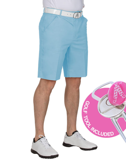 Load image into Gallery viewer, Royal &amp; Awesome Pastel Mens Blue Golf Shorts Blue Golf Shorts for Men Mens Dress Shorts for Men Golf Shorts for Men Stretch Slim Fit
