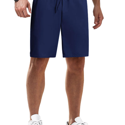 COOFANDY Mens Casual Shorts Elastic Waist Drawstring Lightweight Summer Beach Shorts Stretch Vacation Shorts Navy Blue