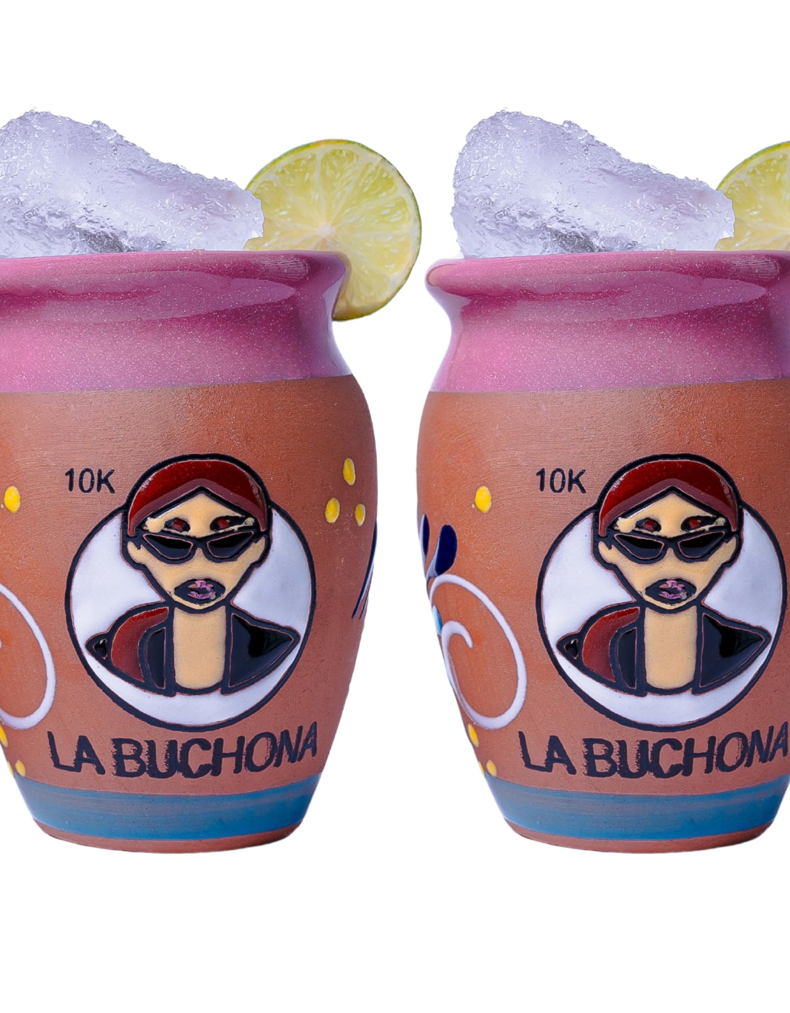 ELTRICOLOR Cantaritos de Barro Mexicanos - Set of 2 Authentic Clay Mugs 14 oz - Mexican Bingo Jarritos de Barro Mexicanos - Clay Cups Tazas de Barro - Vasos de Barro to Drink Tequila (LA BUCHONA)
