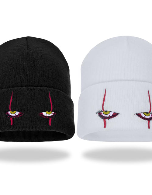 Load image into Gallery viewer, Zgboaht 2 Pack Scary Eyes Knitted Beanie Hat Dancing Clown Wool Adult Watch Cap Stretch Knit Hat Cuff Hats for Boy Girs
