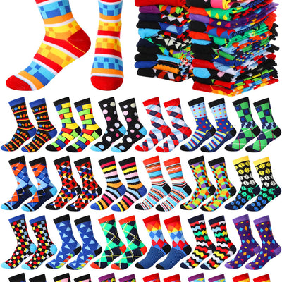 Shinymoon 24 Pairs Socks Bulk Fancy Funny Novelty Socks for Women Girls Holiday Gifts(Geometry Pattern)