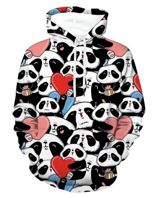 Load image into Gallery viewer, Zenzenze Heart Panda 3D Graphic Hoodies for Women Realistic Digital Print Pullover Hoodie Hooded Sweatshirt
