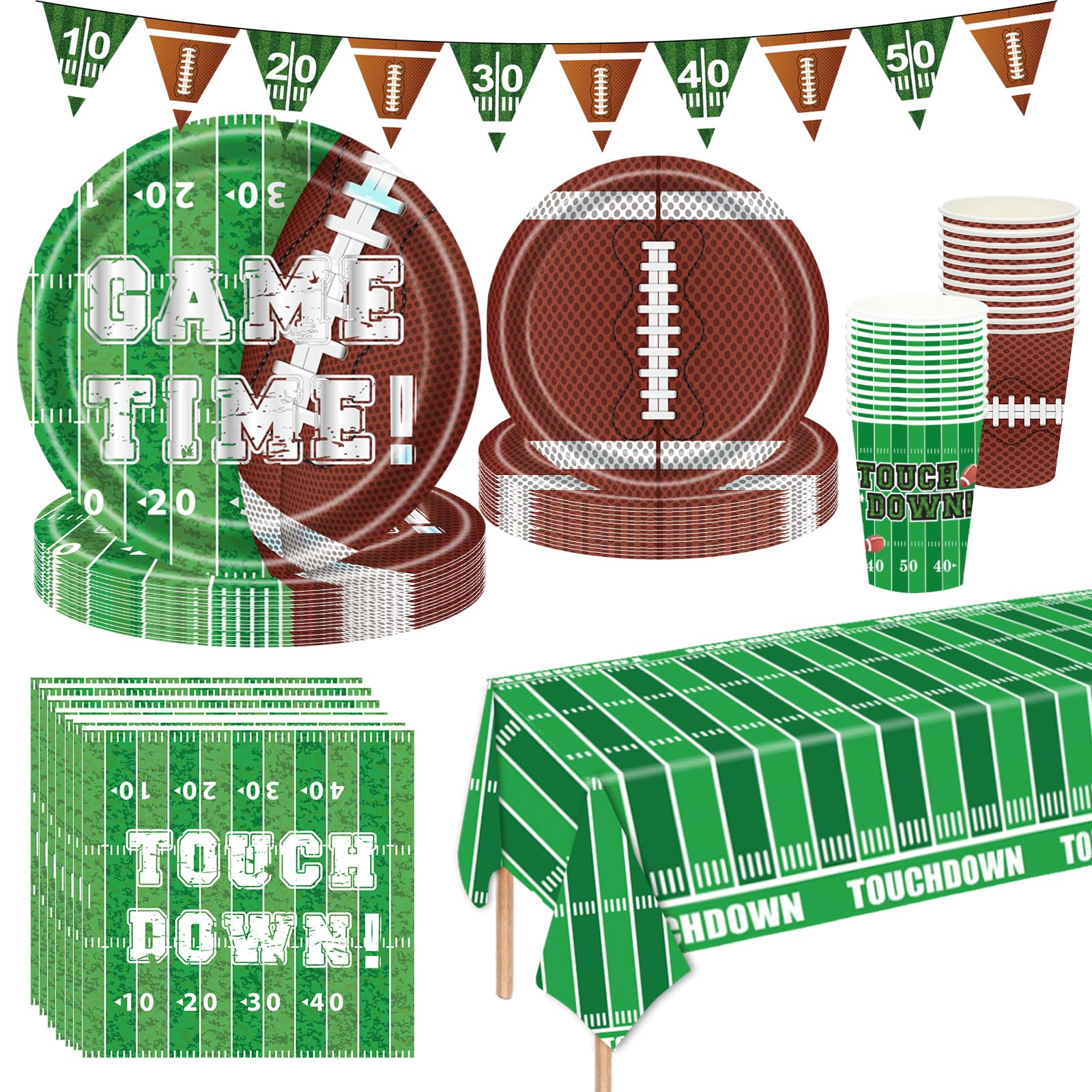 Decoraciones para Fiesta de Fútbol, 98 Piezas, Suministros para Fiesta de Cumpleaños de Fútbol, Set que Incluye Platos y Mantel, Kit de Artículos para Fiesta Temática Deportiva