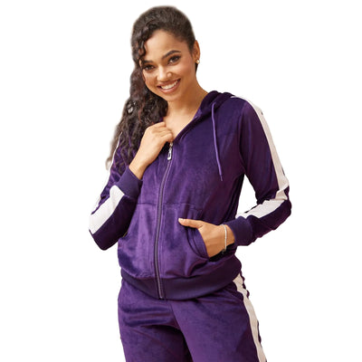 TanBridge 2 Piece Outfits Womens Velour Sweatsuits Long Sleeve Zip Up Hoodie Sweatpants Tracksuits for Women