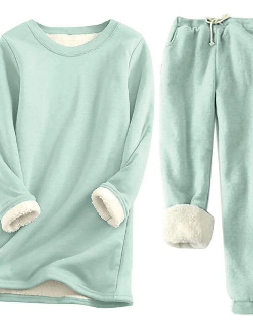 Load image into Gallery viewer, JMMSlmax Sweatsuit Set for Women Winter Warm Lined 2 Piece Sets Tracksuit Warm Fleece Sweatsuit Sweatshirts and Sweatpants
