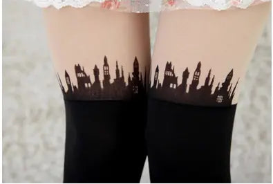 Collants et bas en patchwork imprimé