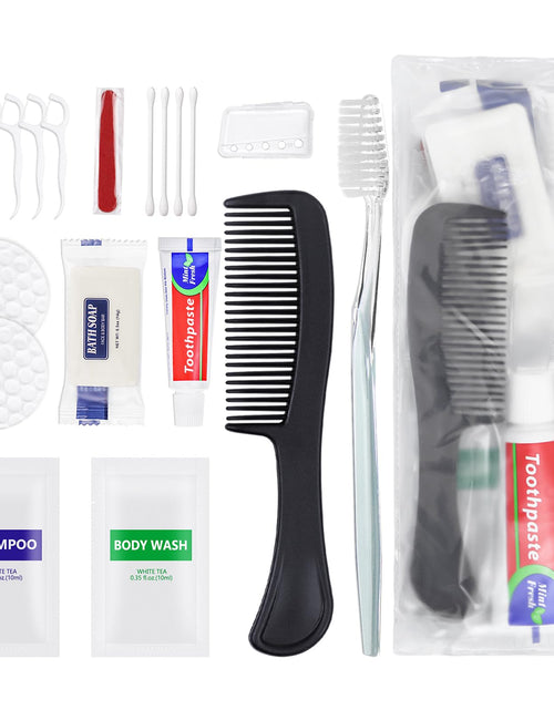 Load image into Gallery viewer, 20 Sets Personal Hygiene Kit Bulk Disposable Toothbrushes with Toothpaste Floss Comb Soap Cover Shampoo Body Wash and Vanity Kit Toiletry Kits Homeless Supplies Bulk for WomenMenTravelHomeless
