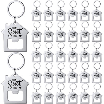 Jingmore 30 Pcs Bulk Estate Agent Gifts for Guests Sweet Home Bottle Opener House Shaped Keychain Estate Agent Supplies