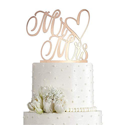 Décoration de gâteau de mariage "Monsieur et Madame" - Cake Topper Mariés en acrylique rose doré effet miroir pour fiançailles et mariage