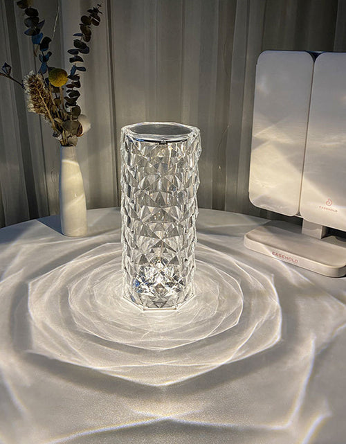 Load image into Gallery viewer, Nordic Crystal Lamp USB Table Lamps Bedroom Touch Dimming Atmosphere Diamond Night Light Rose Projector Lamp Decor
