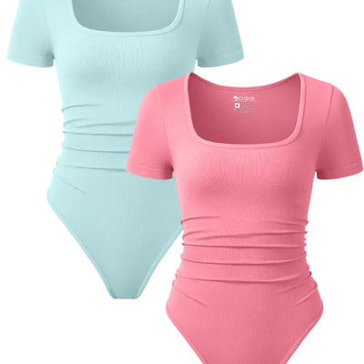 Bodysuits fruncidos acanalados para mujer OQQ