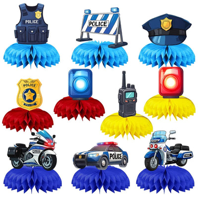 9 Piezas de Centros de Mesa de Policía Decoraciones de Cumpleaños de Policía Decoraciones de Fiesta de Policía Recuerdos de Fiesta de Policía