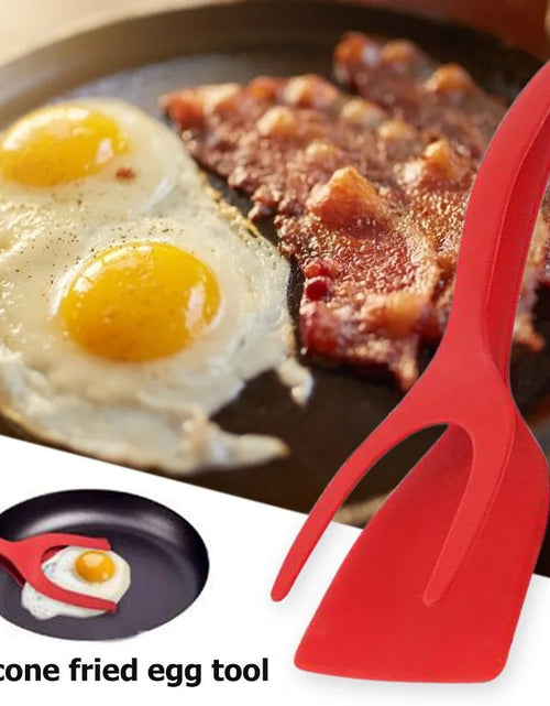 Cargar imagen en el visor de la galería, Pinzas 2 en 1 para sujetar y voltear huevos, pinzas para espátula, pinzas para panqueques, huevo frito, tostadas francesas, tortilla, accesorios de cocina invertidos
