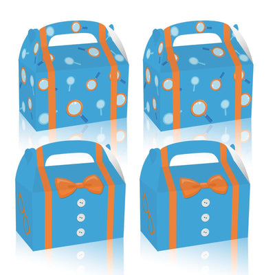 16 Cajas de Regalo Naranjas y Azules para Fiestas Cajas de Dulces de Papel con Diseño de Dibujos Animados Azules y Naranjas para Fiestas de Cumpleaños, Baby Shower, Suministros para Fiestas