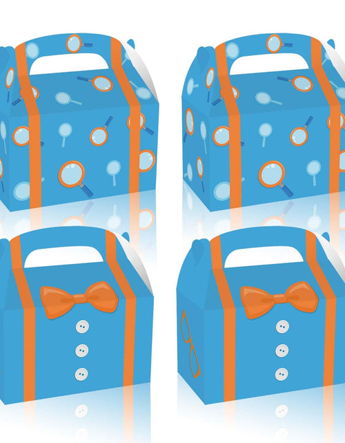 Load image into Gallery viewer, 16 Pack Orange Blue Party Favor Boxes Blue Orange Cartoon Paper Treat Boxes for Birthday Party Baby Shower Party Supplies
