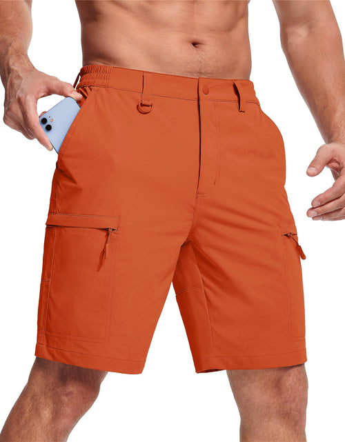 Load image into Gallery viewer, Mens Shorts Cargo Elastic Waistband Tactical Hiker Work Shorts Hiking Quick Dry Summer Shorts Lightweight Fishing Shorts Orange 36
