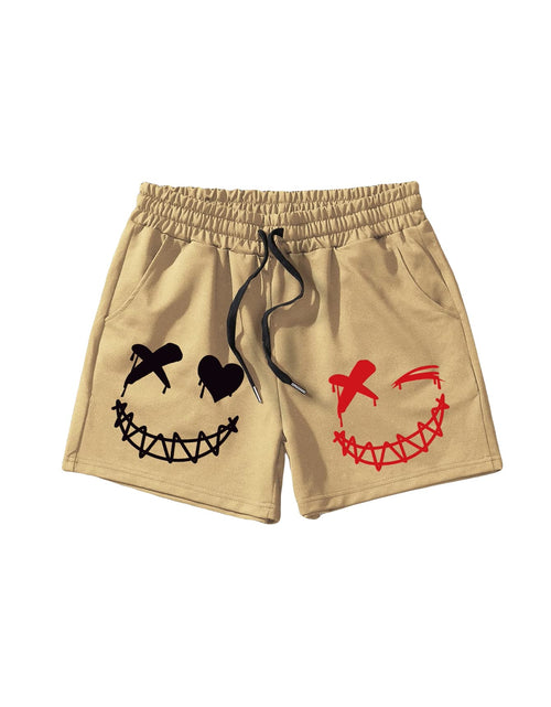 Load image into Gallery viewer, GORGLITTER Mens Cartoon Graphic Running Workout Shorts Drawstring Waist Track Shorts with Pockets Khaki Graphic Large
