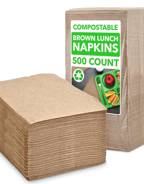 Load image into Gallery viewer, Brown Napkins Disposable Paper Napkins Everyday 500 Count Compostable Biodegradable Eco-Friendly Tan Napkins Bulk for Commercial Restaurants Dinner Parties Crafts
