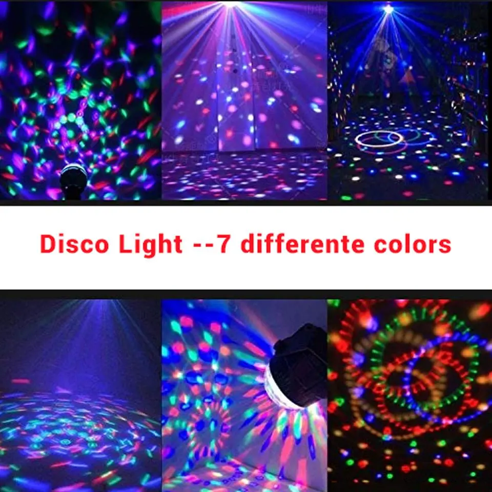 Luces de discoteca, estroboscópicas, LED, bola de DJ, bombilla activada por sonido, lámpara de decoración para baile