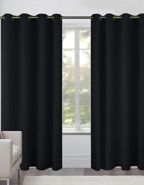 Charger l'image dans la visionneuse de galerie, Blackout Curtains for Bedroom Pack of 2 Window Hanging Panels 52 x 84 inch Black
