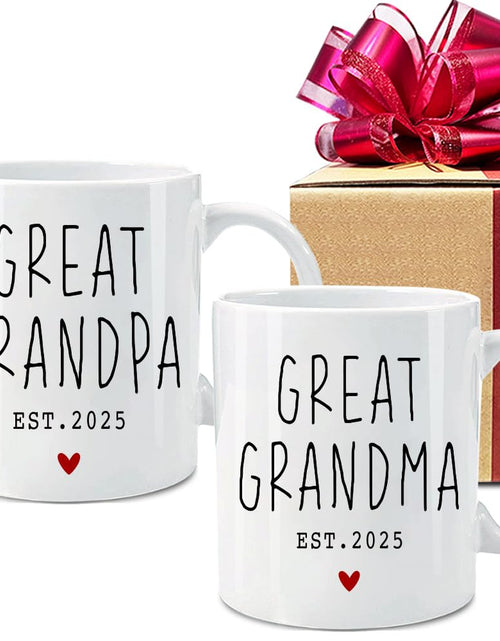 Load image into Gallery viewer, VLUG Great Grandparents EST 2025 Mugs Set EST 2025 New Grandparents Gift Pregnancy Announcement Pregnancy Reveal Mug New Grandma Grandpa Gift First Time Grandparents Gift (white)
