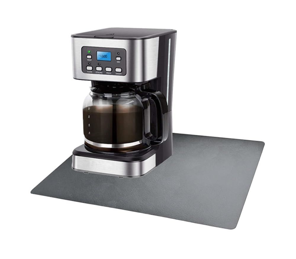 AmiiLive Alfombrilla de café para mostrador, accesorios de barra de café, se adapta a la cafetera, máquina de espresso, alfombrilla absorbente con respaldo de goma para secar platos 16"x24" Gris
