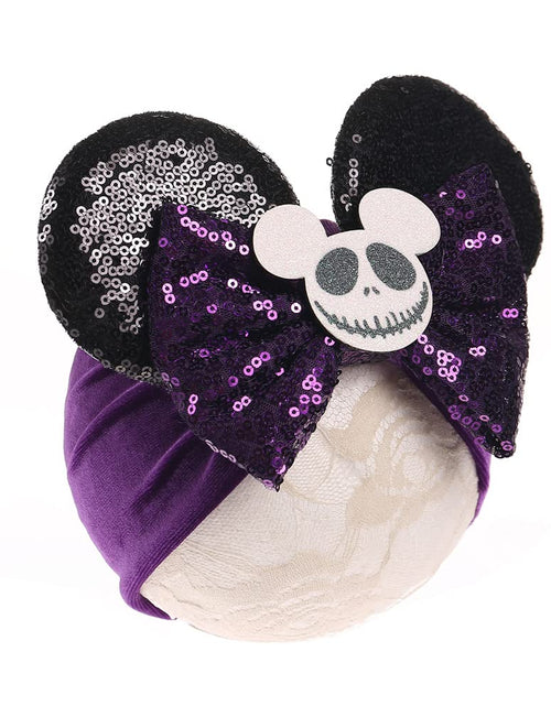 Charger l'image dans la visionneuse de galerie, JIAHANG Baby Bows Turban Knotted Head Wraps Holloween Costume Headwear Vevelt Purple Hair Bows Headbands Stretchy Hair bands for Infant Toddlers Girls (holloween purple headwrap)
